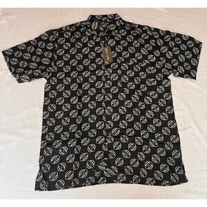 Vintage New 80's Silk Icon Black and Tan Geometric Shirt Size Large